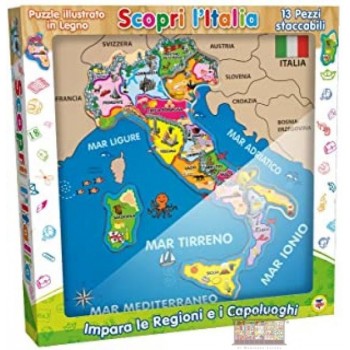 Puzzle d'Italia in legno