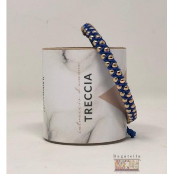 Bracciale treccia blu-oro