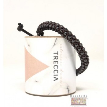 Bracciale treccia marrone-nero