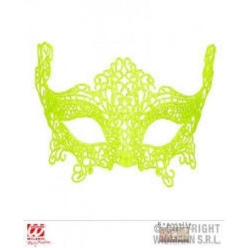 Maschera in pizzo giallo fluo