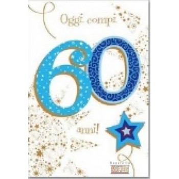 Biglietto auguri 60 anni blu